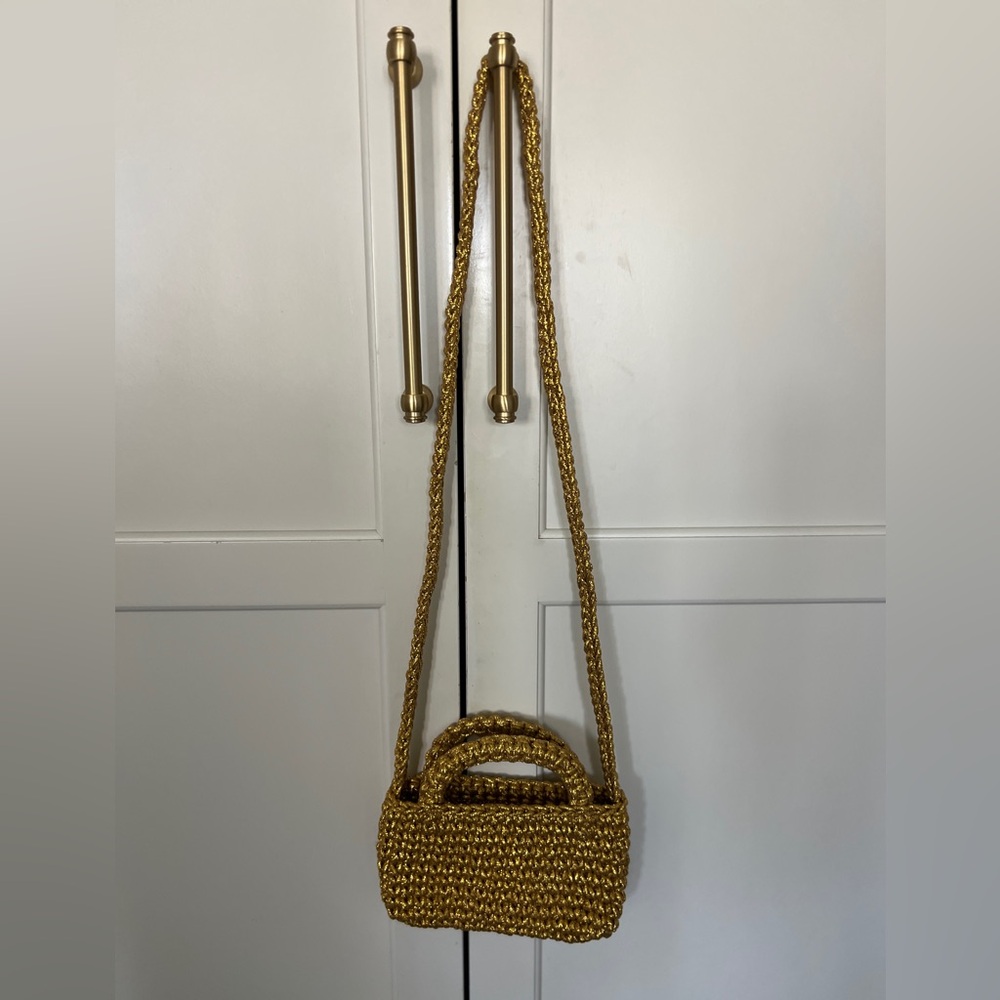 Jcrew Gold Woven Crossbody Bag